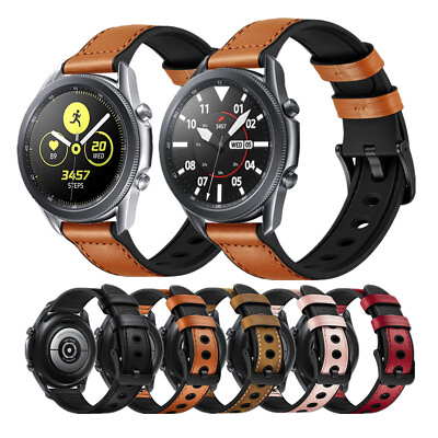#ad For Samsung Galaxy Watch 3 Band Hybrid Genuine Leather amp; Sillicon Watch Strap $9.99
