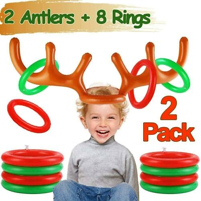 #ad 2 Pack Christmas Inflatable Reindeer Antler Hat Ring Toss Game Xmas Toys Prop US $9.99