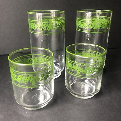#ad Vintage Libbey Tumblers Spring Blossom Set of 4 Crazy Daisy Drinking Glasses $48.00