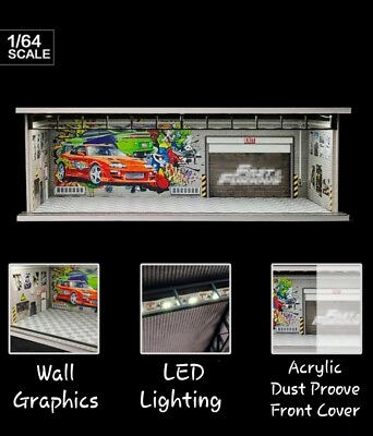 #ad The Fast amp; Furious Hot Wheels Garage Theme 1:64 Model Diorama With LED Lighting $49.99