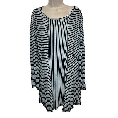 #ad Cut Loose Women’s Tunic Dress Asymmetrical Stripes Long Sleeve Large Lagenlook $19.88