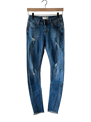 #ad One Teaspoon Size 27 Distressed Hoodlums Stretch Bowlegs Indigo Jeans New $69.67