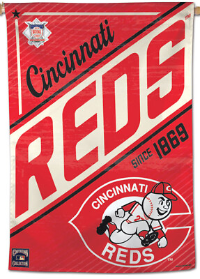 #ad CINCINNATI REDS Since 1869 Cooperstown Collection Retro Logo 28x40 WALL BANNER $27.99