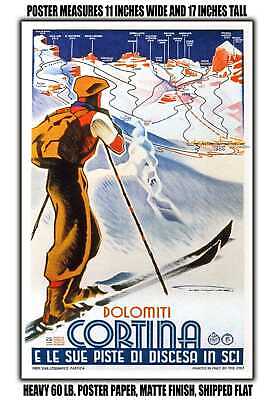 #ad 11x17 POSTER 1930 Dolomites Cortina And its downhill ski slopes $16.16