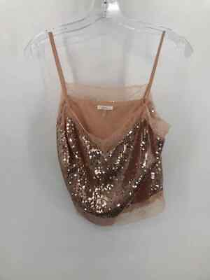 #ad Pre Owned Soprano Gold Size Large Sequin Tank Top $18.39