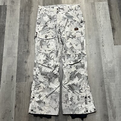 #ad Picture Organic Clothing White Camouflage Leaves Baggy Winter Ski Snow Pants L $109.00