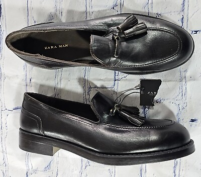 #ad Zara MAN Brown Leather Loafer Tassel Shoes MENS SIZE EU 41 US 8 $89.99