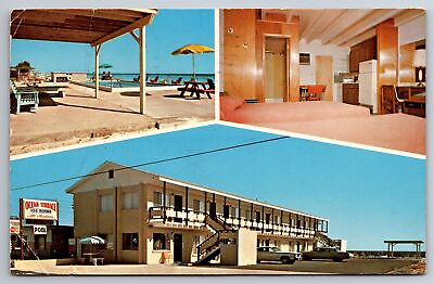 #ad Postcard Panama City Florida Ocean Terrance Motel Interior View amp; Cars $4.99