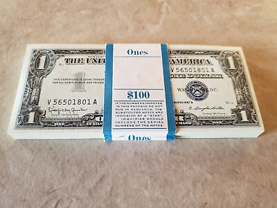 #ad ✯ $1 Silver Certificate Uncirculated Lot ✯ Crisp UNC Consecutive From Pack Old ✯ $21.85
