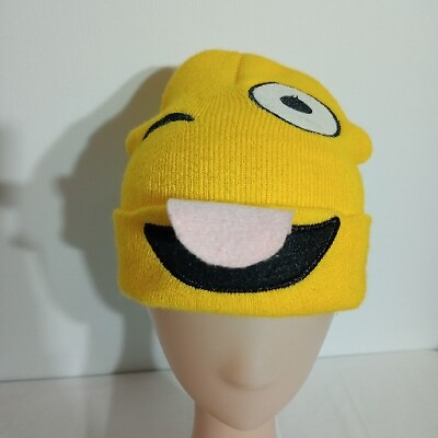 #ad Kids Emoji Face Beanie Yellow Tounge As New Condition Free Postage Winter AU $22.95