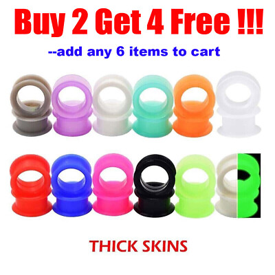 #ad Pair of Thick Ear Gauges Plugs Soft Silicone Ear Flesh Tunnels Ear Stretchers $3.88