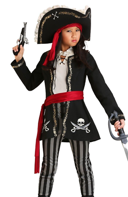 #ad Girl#x27;s Gold Queen Fighting Pirate Swashbuckler Costume SIZE M Used $39.99