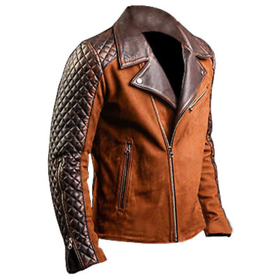 #ad Men#x27;s Cafe Racer Stylish Biker Brown New Distressed Real Leather Jacket $104.99
