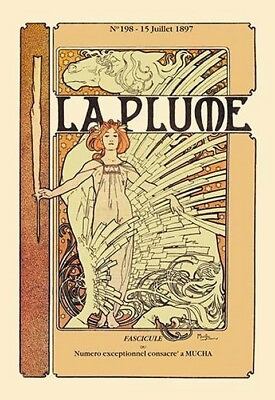 #ad La Plume by Alphonse Mucha Art Print $285.99
