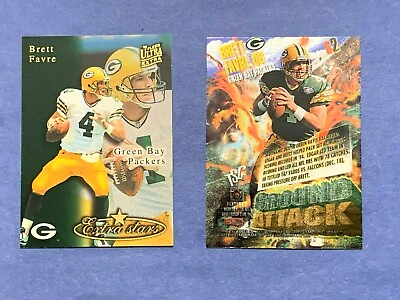 #ad 🏈1995 Ground Attack Brett Favre 2 Card Lot Packers NMMT FREE SHIPPING $9.99