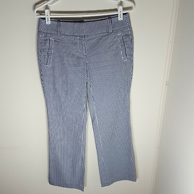#ad Loft Ann Taylor pants Petites size 0 Marisa low waist cotton spandex blue white $10.90