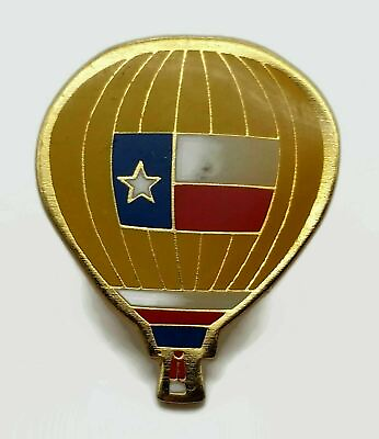 #ad Texas TX Flag Hot Balloon Gold Tone Lapel Hat Pin Souvenir $17.38