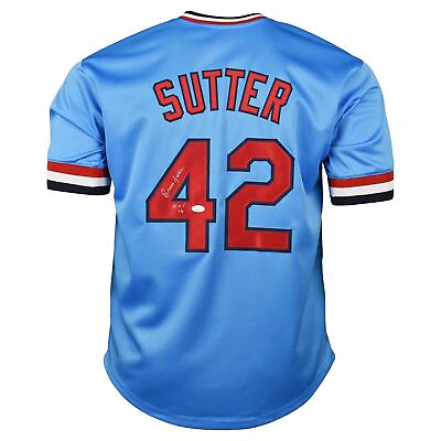 #ad Bruce Sutter Signed St Louis Blue Baseball Jersey HOF 06 Inscription JSA $77.95