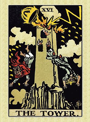 #ad Decoration Poster from Vintage Tarot Card.The Tower.Home room wall Decor.11384 $60.00