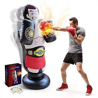 #ad #ad 67 Inch Inflatable Punching Bag with Kickboxing Pad for Hand Protection MMA New $49.98