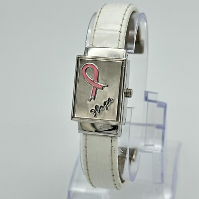 #ad Ladies KRISTINE Breast Cancer Awareness Pink Ribbon Watch Flip Top quot;Hopequot; Dial $14.99