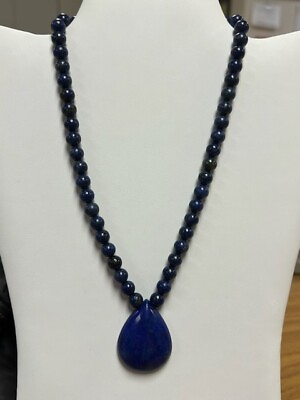 #ad 293.50ctw. Lapis Lazuli Necklace W Pendant And 925 Sterling Silver Clasp 18quot; $60.00