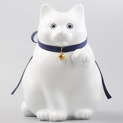 #ad Japanese Manekineko Left Hand Lucky Cat Bizen Yoshida Ware 18cm White Pottery $173.95
