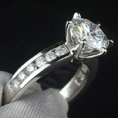 #ad Natural Moissanite 10mm Big Gift 6 Prong Set Wedding Ring 925 Sterling Silve $117.48