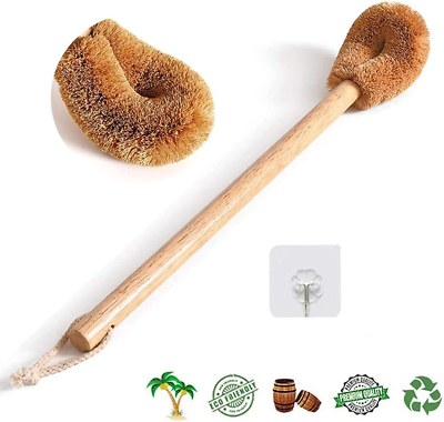 #ad Toilet Brush Natural Coconut Fibre Brush Head and Rubber Wood Great Bathroom $20.11