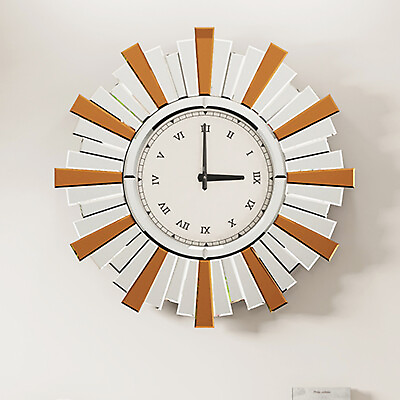 #ad Wisfor Unique Crystal Clock Silent Roman Numerals Wall Clock w Beveled Mirror $89.90