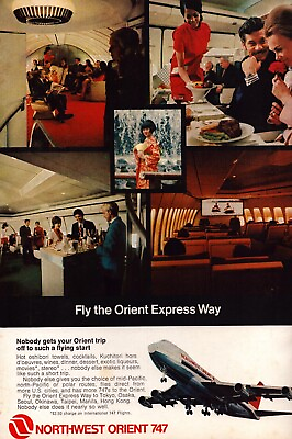 #ad Northwest Orient Airline 747 Interior View People 1972 Vintage Print Ad C 3.1 $13.49