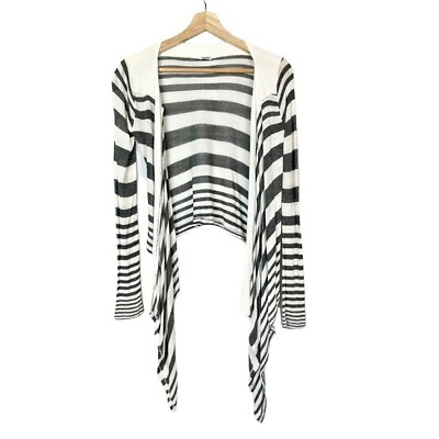 #ad Splendid Gray amp; White Stripe Waterfall Knit Cardigan Sweater XS $24.95