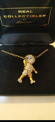 #ad Real Collectibles Adrienne Gold Vermeil amp; Paved Crystals Moveable Boy Necklace $14.00
