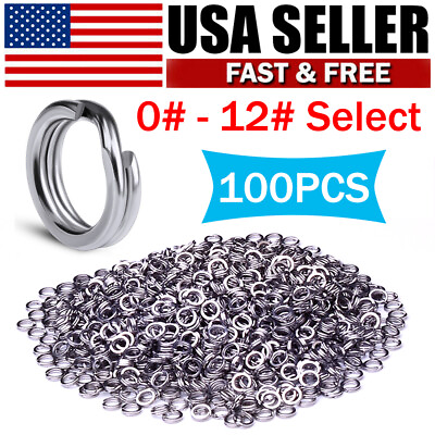 #ad 100 Stainless Steel Fishing Split Rings 25LB 350LB Heavy Saltwater Duty Big Game $12.99