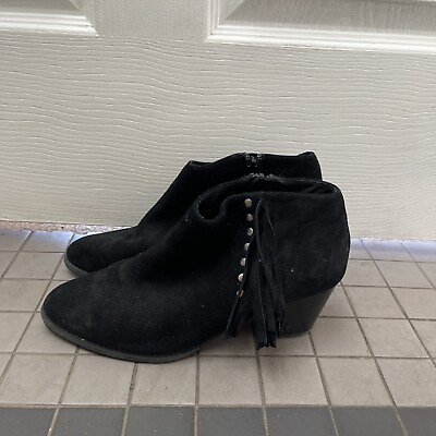 #ad Vionic Womens Upright Faros Fringe Studded Leather Boots BLACK Size 9 $38.25