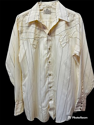 #ad DEE CEE Ranchwear Pearl Snap Long Sleeve Shirt Metallic Stripe Men#x27;s 16.5 35 $24.05