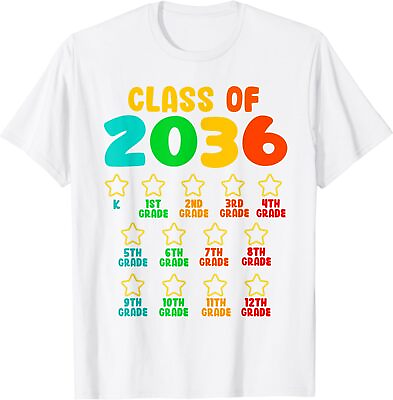 #ad Kids Class Of 2036 Grow With Me Kindergarten Design Unisex T Shirt $19.99