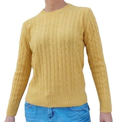 #ad Women#x27;s 100% Cashmere Knit Sweater with Cable Knit 10 Colors Made in Italy $95.12