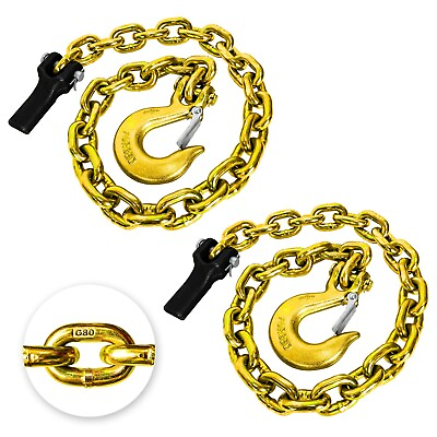 #ad 2 Pack Grade 80 Trailer Safety Chain 35 Inch with 3 8#x27;#x27; Clevis Snap Hook $48.99