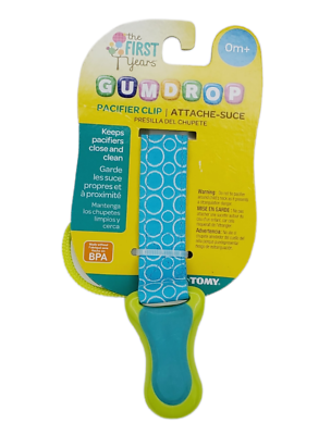 #ad New First Years Gumdrop pacifier clip Blue Green 0 months $6.99