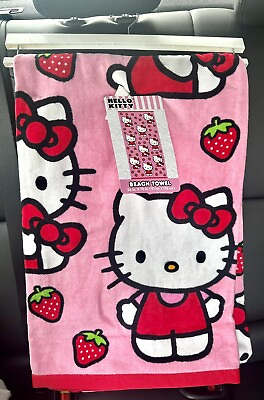 #ad NWT Sanrio Hello Kitty Pink Strawberry Beach Towel $32.99