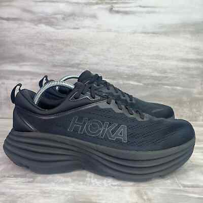 #ad Hoka One One Womens Bondi 8 Black Running Shoes Sneaker 1127954 BBLC Size 10.5 D $74.99