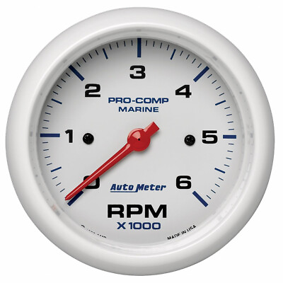 #ad AutoMeter Tachometer Marine White Ultra Lite Gauge 3 3 8in 6K RPM $287.92