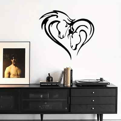 #ad 1pc Silhouette Double Horse Head Metal Wall Art Heart Metal Wall Decoration $12.19