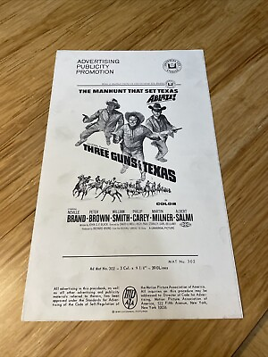 #ad Vintage 1968 Three Guns For Texas Movie Film Cinema Press Kit Neville Brand KG $50.00