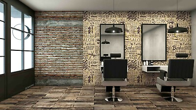 #ad 3D Hair Barbershop Wallpaper Wall Mural Removable Self adhesive Sticker938 AU $269.99