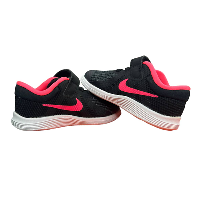 #ad Nike Revolution shoes size 6C Black and Racer Pink $40.50