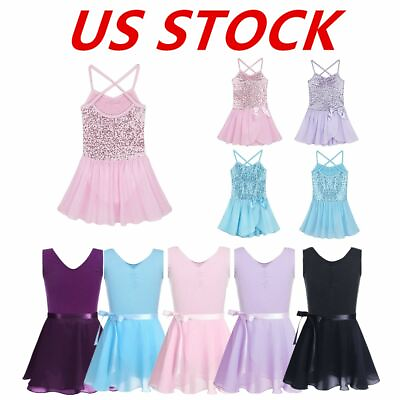 #ad US Girls Gymnastics Ballet Leotard Dress Lyrical Dance Ballerina Skirts Costume $6.72