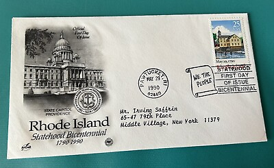 #ad Rhode Island Statehood Bicentennial 1990 First Day Cover $2.99