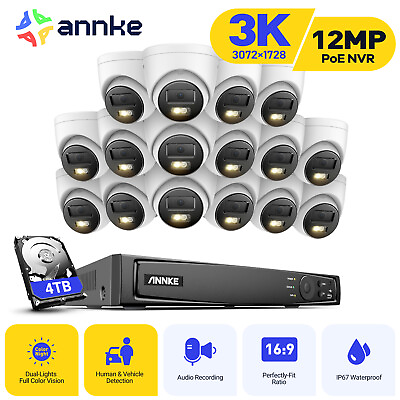 #ad ANNKE H.265 16CH 12MP POE NVR 5MP Audio Security Camera System Full Color Night $787.49
